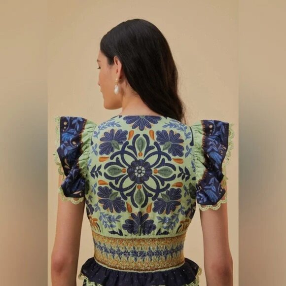 FARM Rio Ocean Tapestry Maxi Dress Size Small - Picture 5 of 16